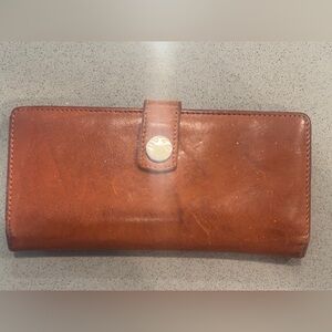 HOBO Cognac Leather Zip Wallet